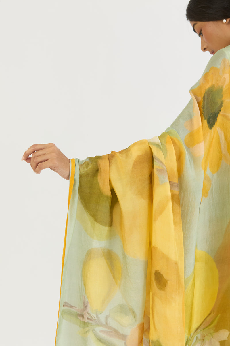 LEMONADE SAREE silk by Yam in yellow color for women in Singapore