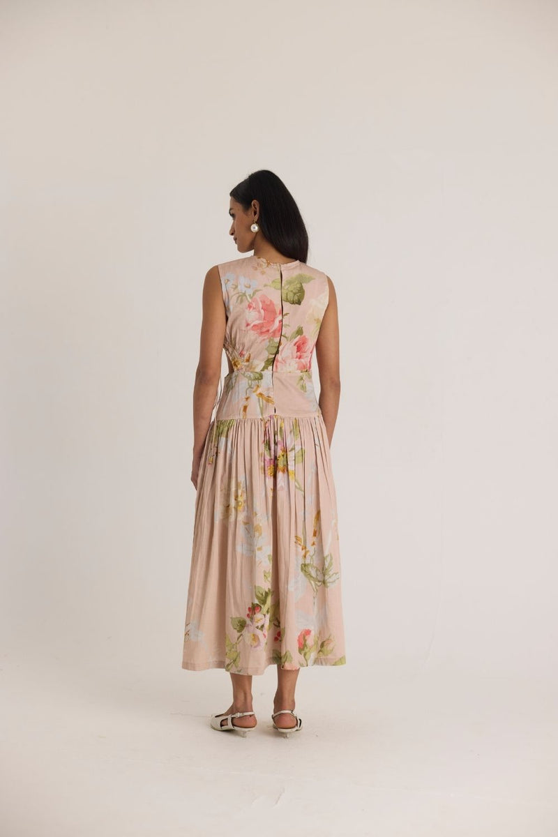 HAZEL SIDE CUT OUT DRESS satin by Yam in pink color for women in Singapore