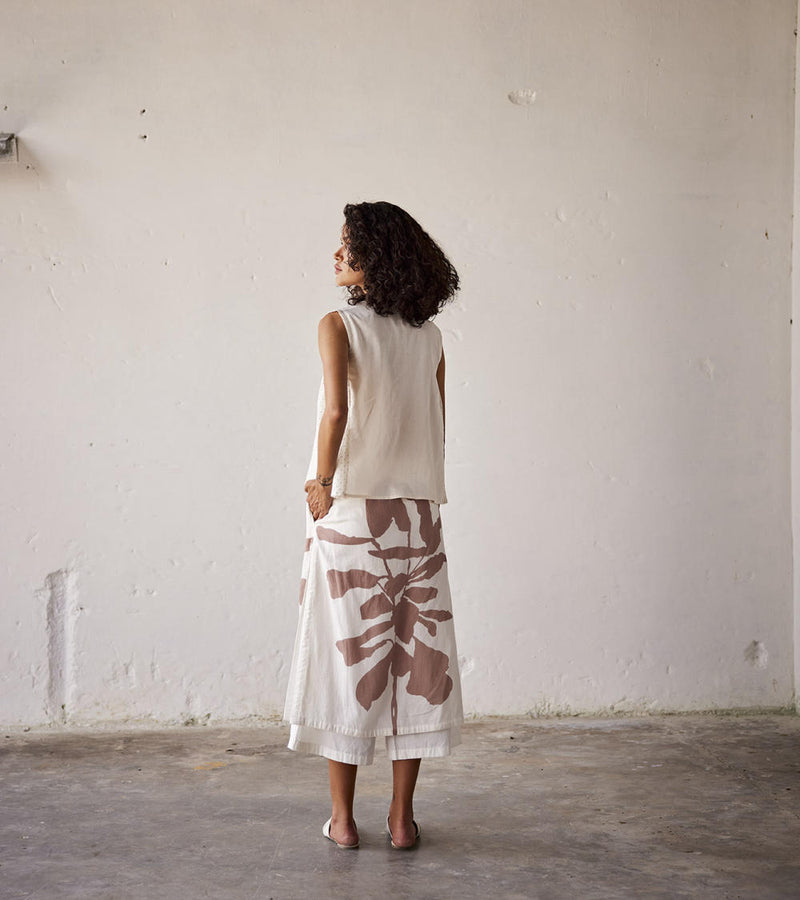 Butterscotch Skirt - Trouser cotton Bottoms,Skirts by Khara Kapas in white for women in Singapore