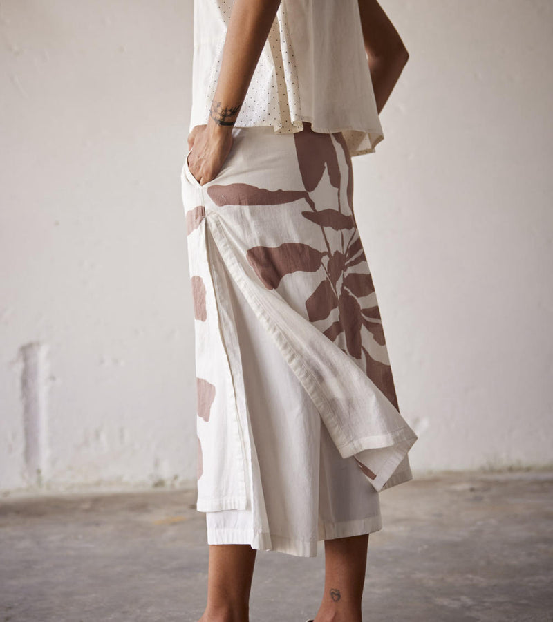 Butterscotch Skirt - Trouser cotton Bottoms,Skirts by Khara Kapas in white for women in Singapore