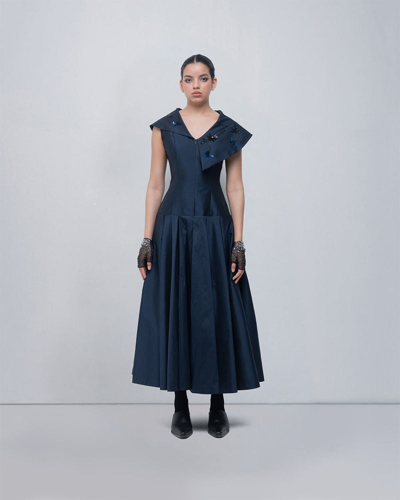 Maryna Dress viscose by Leh Studios in blue for women in Singapore