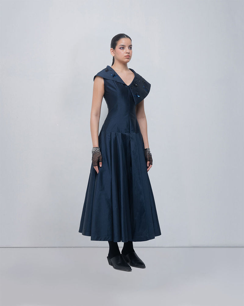 Maryna Dress viscose by Leh Studios in blue for women in Singapore