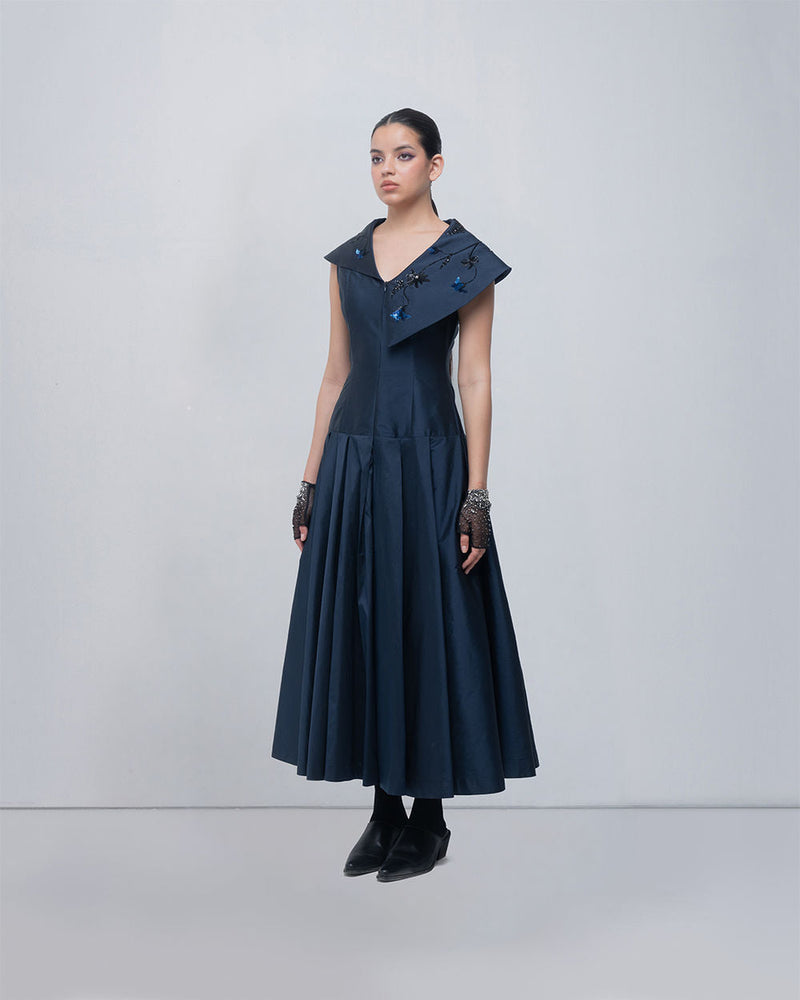 Maryna Dress viscose by Leh Studios in blue for women in Singapore