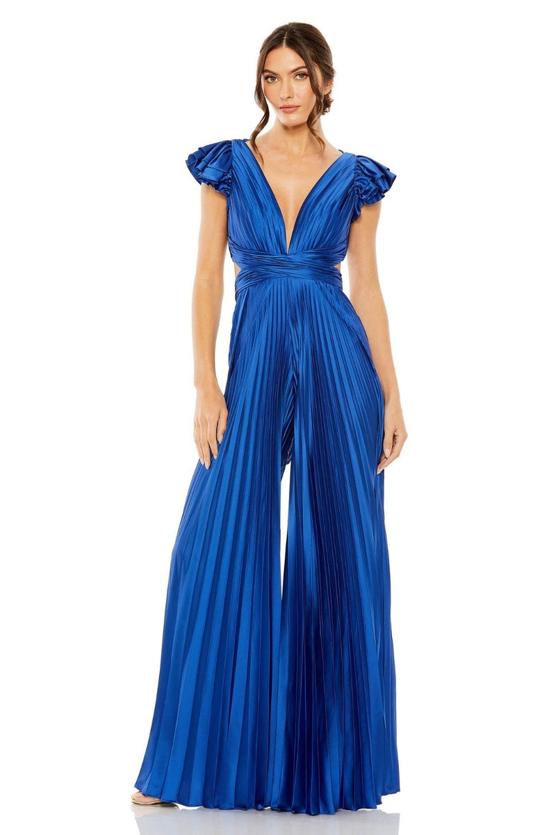 MD-27361 Pleated Jumpsuit-Blue by Mac Duggal in blue color for women in Singapore