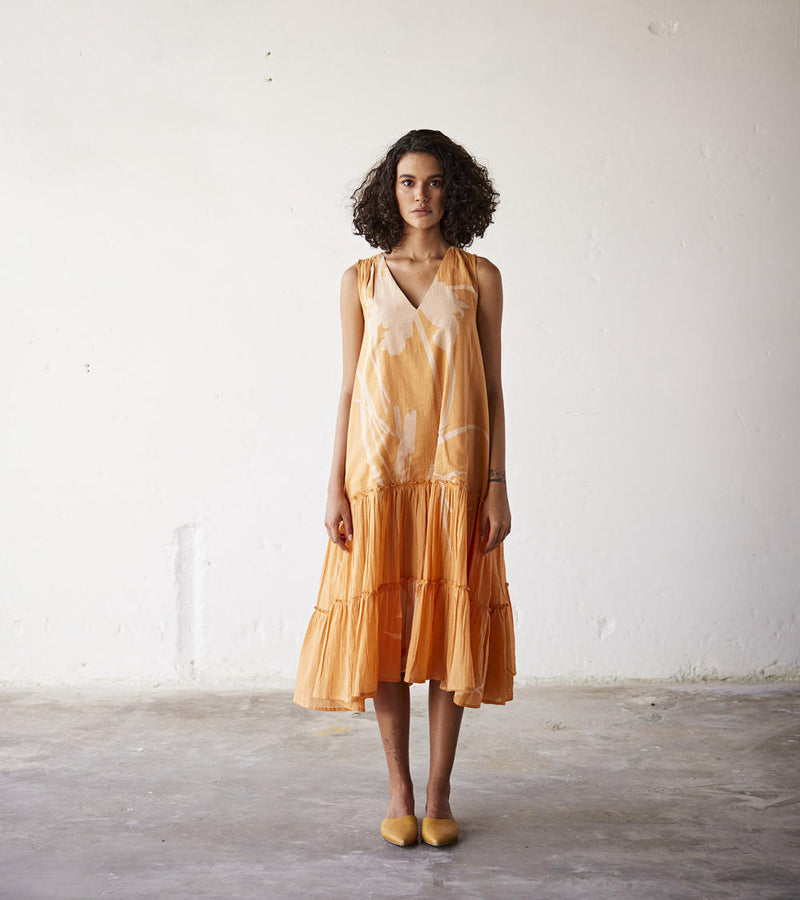 Sun-Sational Dress cotton Dresses by Khara Kapas in orange for women in Singapore