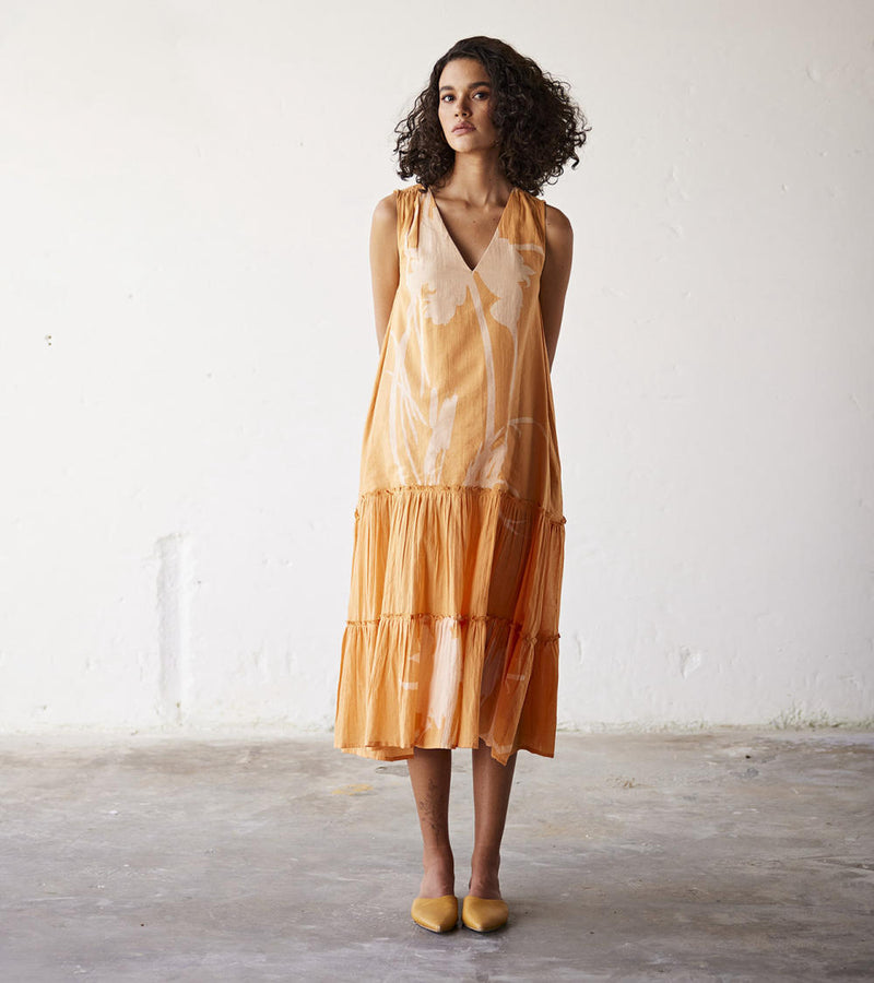 Sun-Sational Dress cotton Dresses by Khara Kapas in orange for women in Singapore