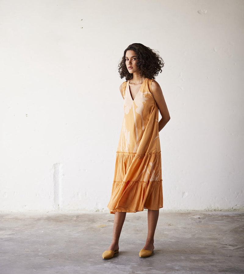 Sun-Sational Dress cotton Dresses by Khara Kapas in orange for women in Singapore
