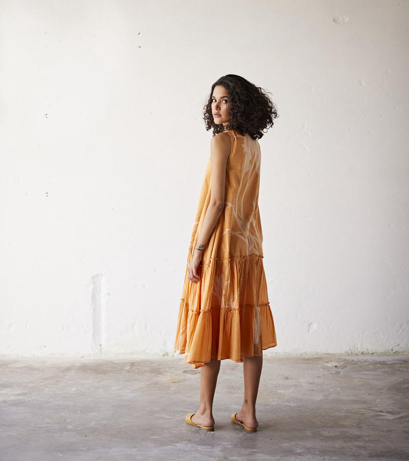 Sun-Sational Dress cotton Dresses by Khara Kapas in orange for women in Singapore