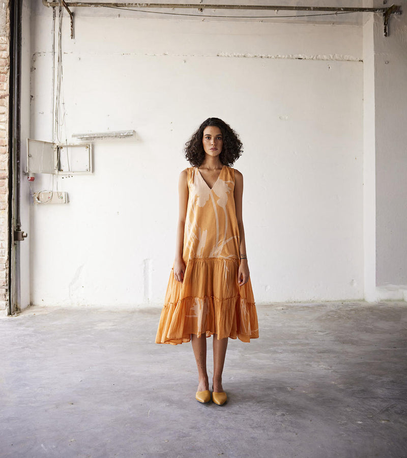 Sun-Sational Dress cotton Dresses by Khara Kapas in orange for women in Singapore