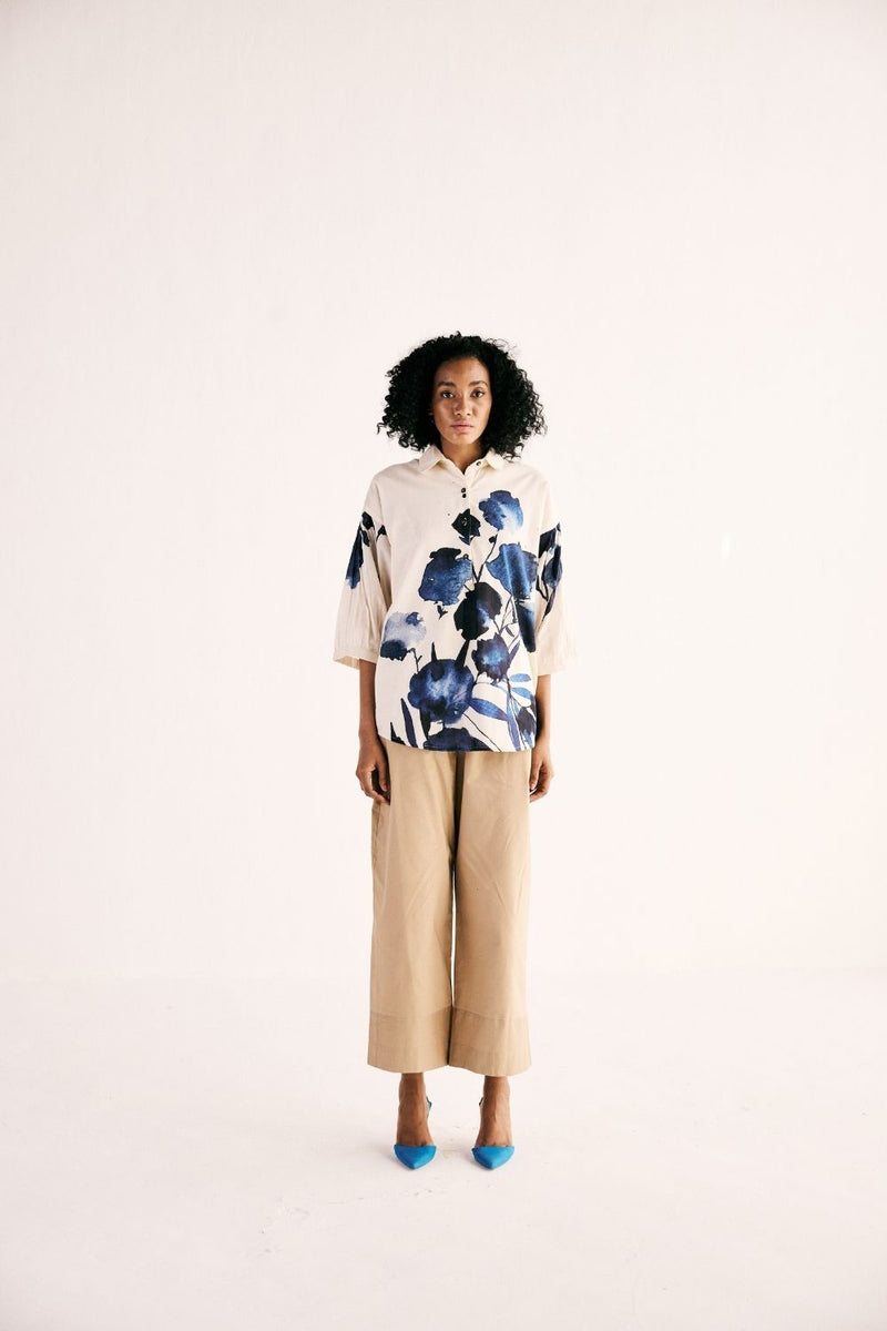 BLUE ORCHID DREAM SHIRT cotton by Khara Kapas for women in Singapore