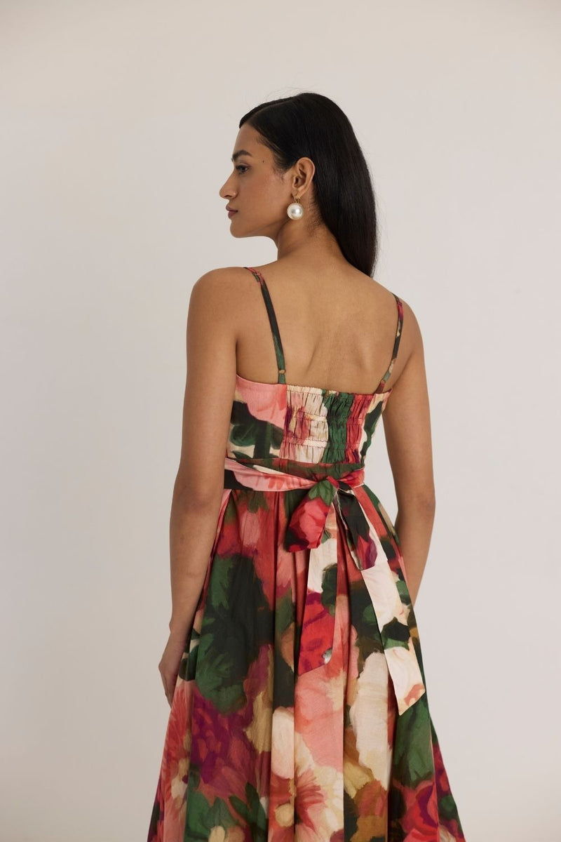 SCARLETT COTTON FRILL DRESS cotton by Yam in multi color for women in Singapore