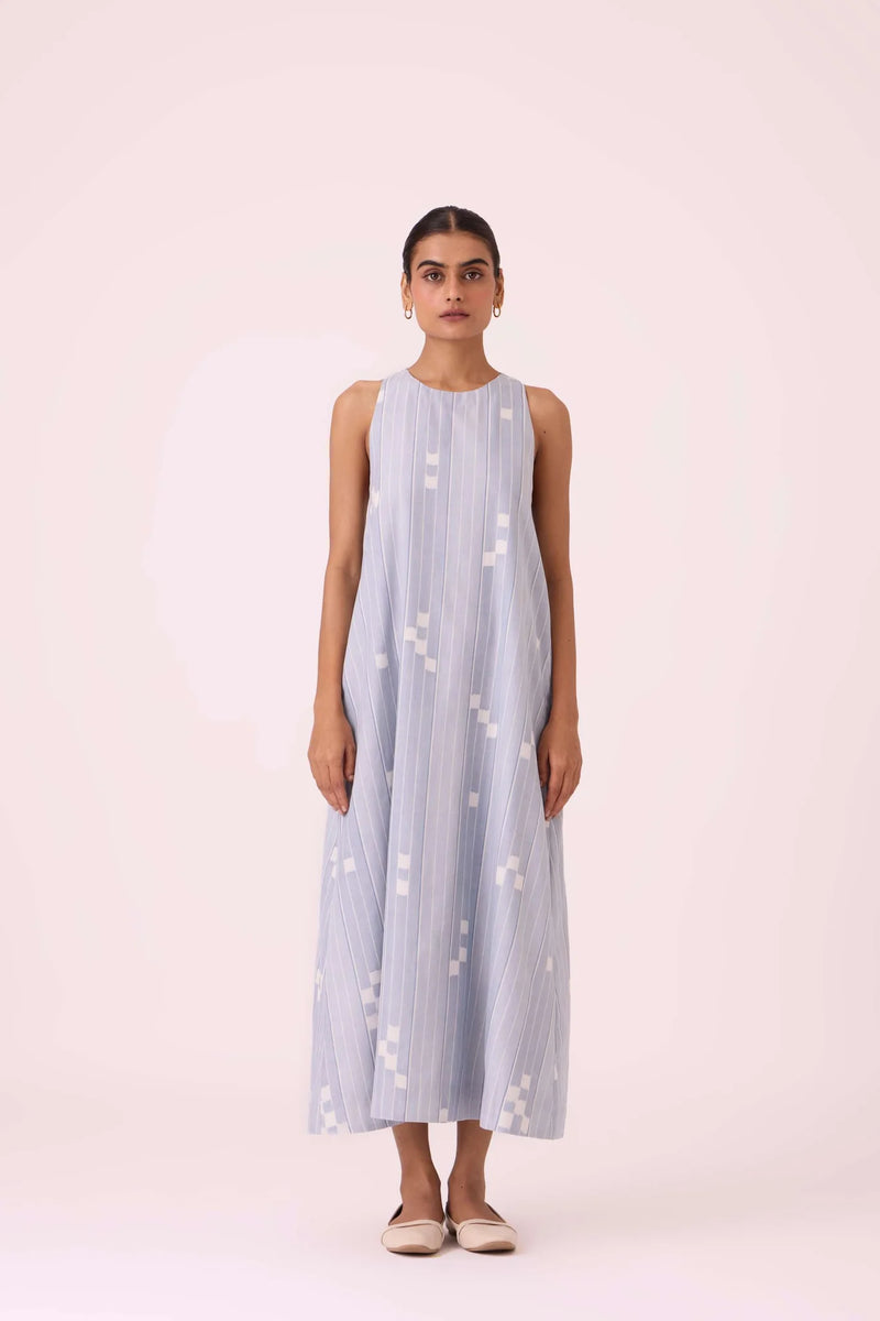 TSHMPOP26-25 Amaran Blue Ikat Dress-Size M