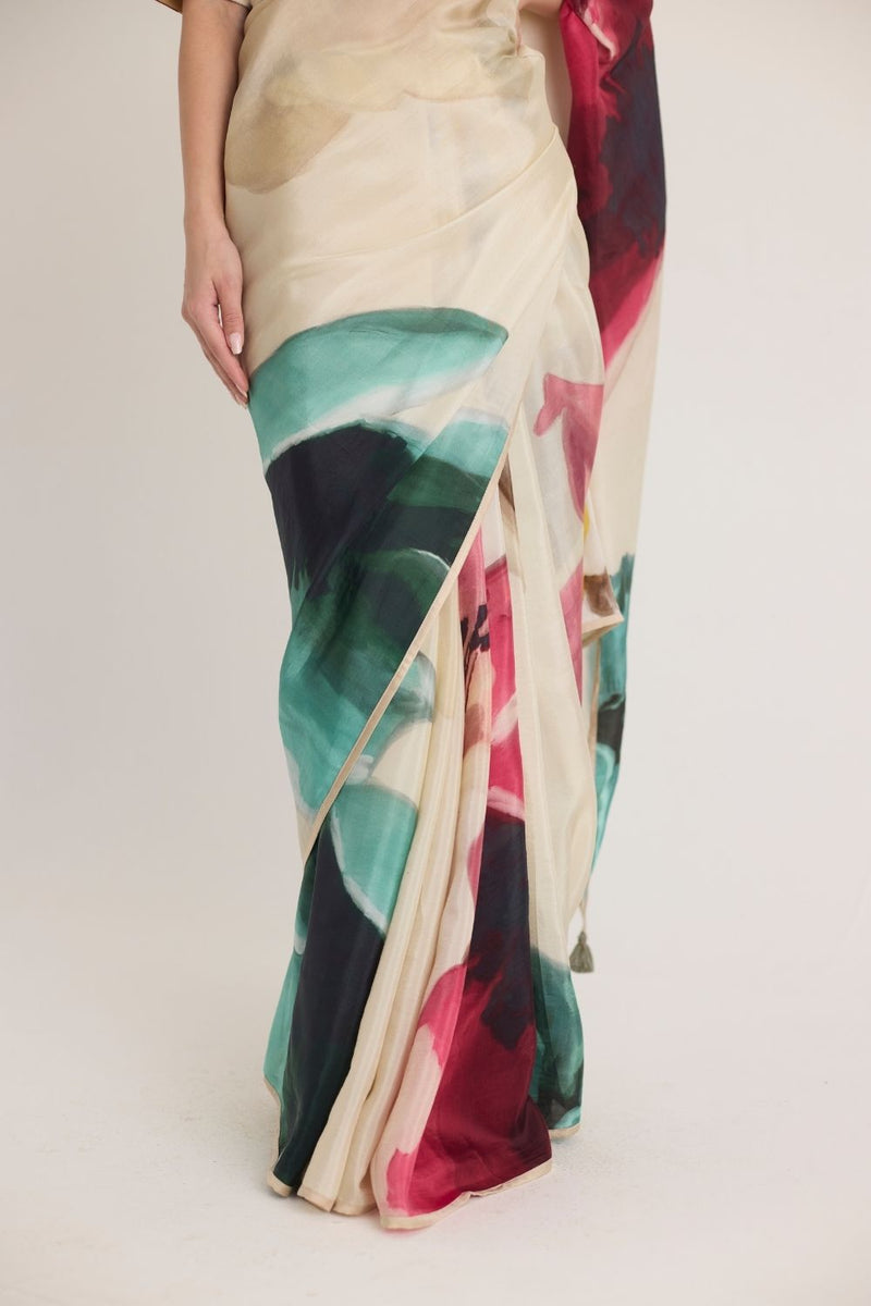 LILA SILK SAREE silk by Yam in white color for women in Singapore