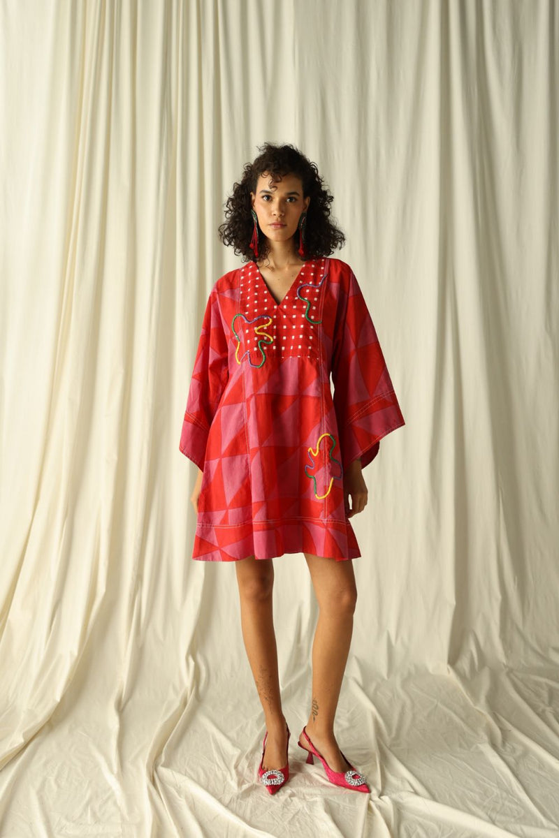 ANDRETTA EMBROIDERED SHIFT DRESS by JodiLife in pink for women in Singapore
