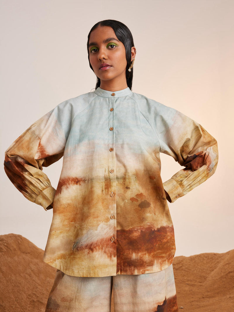 A-Line Shirt Set -Blotch cotton Co-ord Set by CORD for women in Singapore