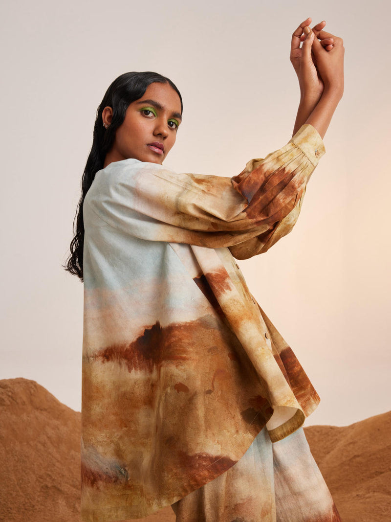 A-Line Shirt Set -Blotch cotton Co-ord Set by CORD for women in Singapore