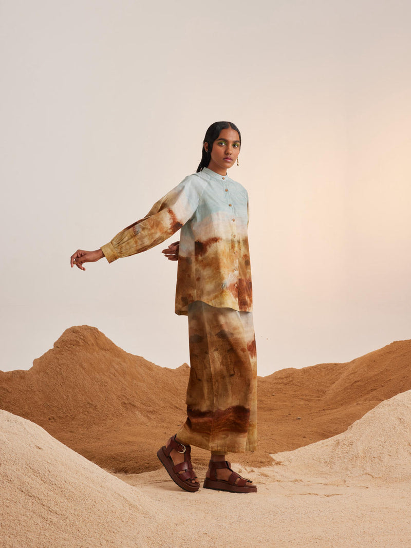 A-Line Shirt Set -Blotch cotton Co-ord Set by CORD for women in Singapore