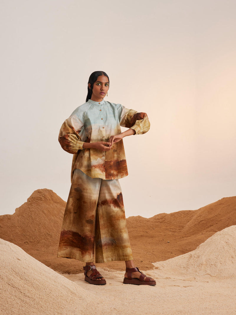 A-Line Shirt Set -Blotch cotton Co-ord Set by CORD for women in Singapore