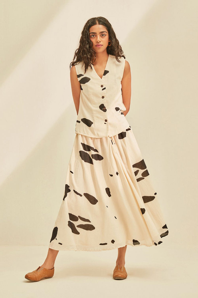 Dalmation Co-ord set cotton by Khara Kapas in white for women in Singapore