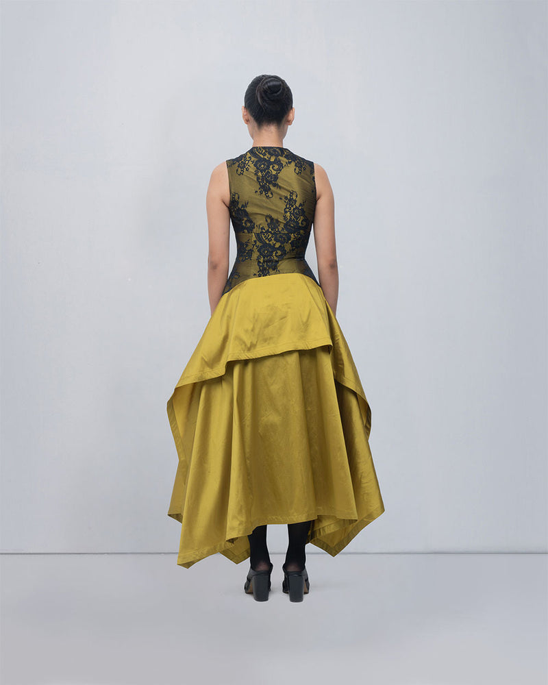 Serra Dress viscose by Leh Studios in black, green for women in Singapore