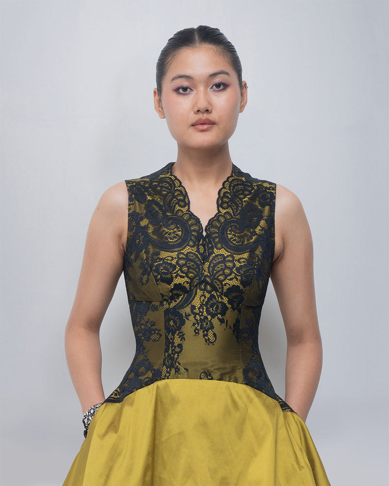 Serra Dress viscose by Leh Studios in black, green for women in Singapore