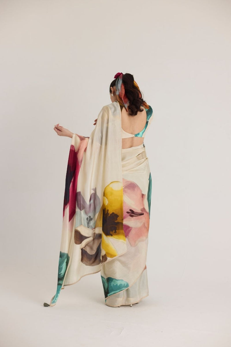 LILA SILK SAREE silk by Yam in white color for women in Singapore