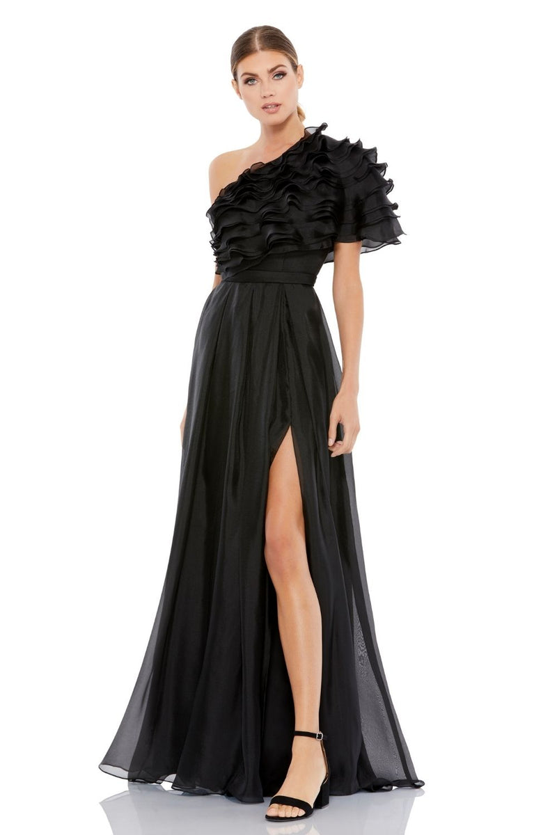 MD-26527 One Shoulder Gown-Black by Mac Duggal in black color for women in Singapore