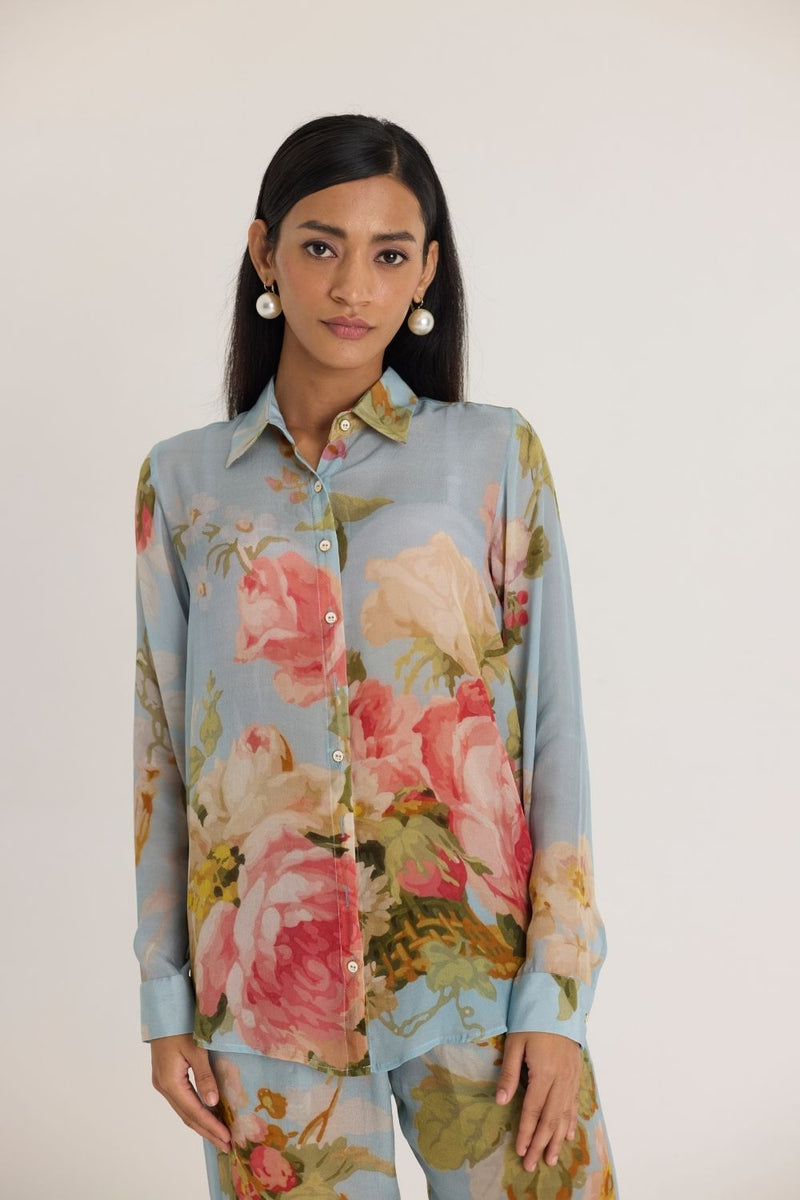 TAFFY CO-ORD SET by Yam in blue color for women in Singapore