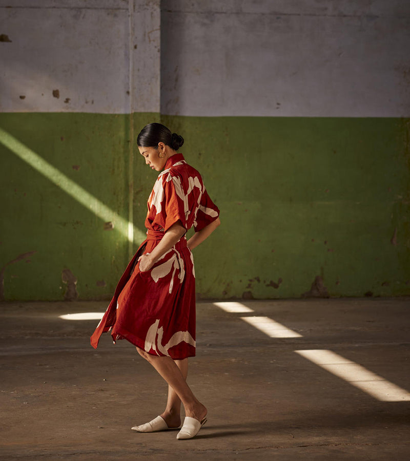 Watermelon Sugar Dress cotton Dresses by Khara Kapas in red for women in Singapore