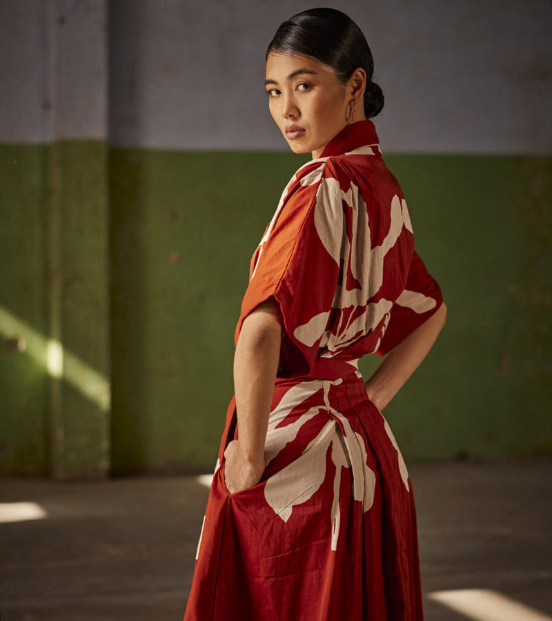 Watermelon Sugar Dress cotton Dresses by Khara Kapas in red for women in Singapore