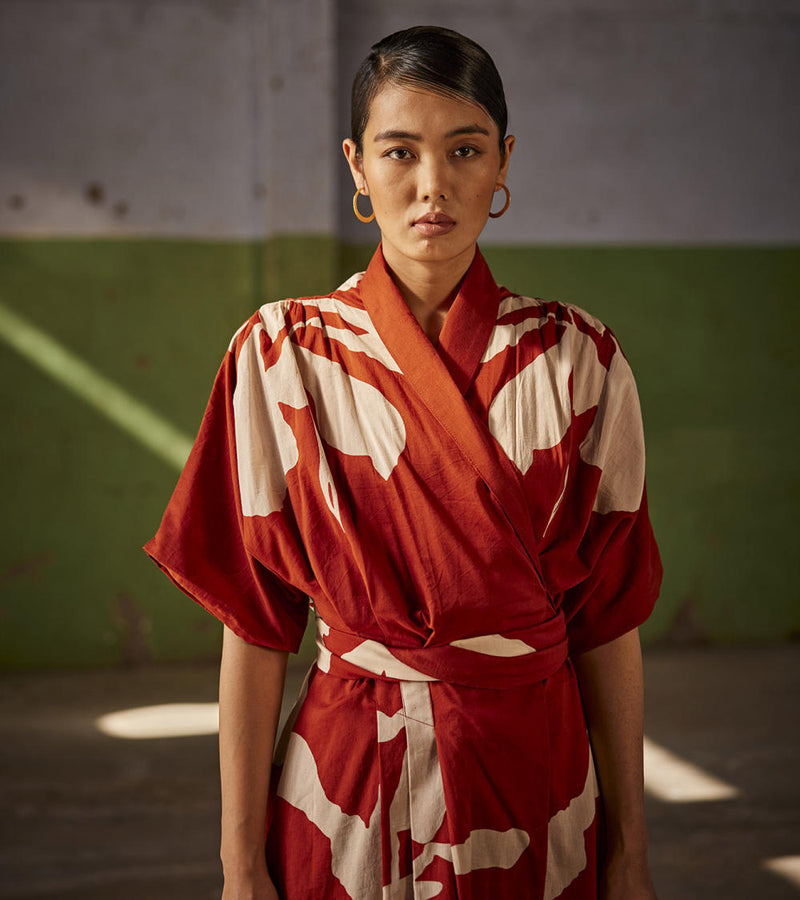 Watermelon Sugar Dress cotton Dresses by Khara Kapas in red for women in Singapore