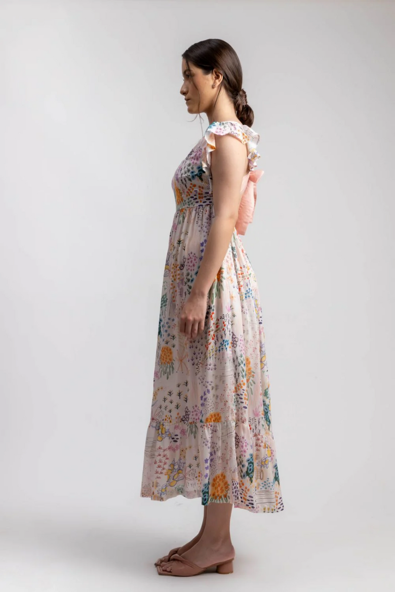 LILY PRINTED DRESS mul by Doodlage in multi color for women in Singapore