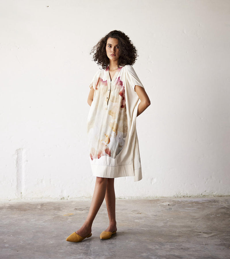 Sea Shells Dress cotton Dresses by Khara Kapas in white for women in Singapore