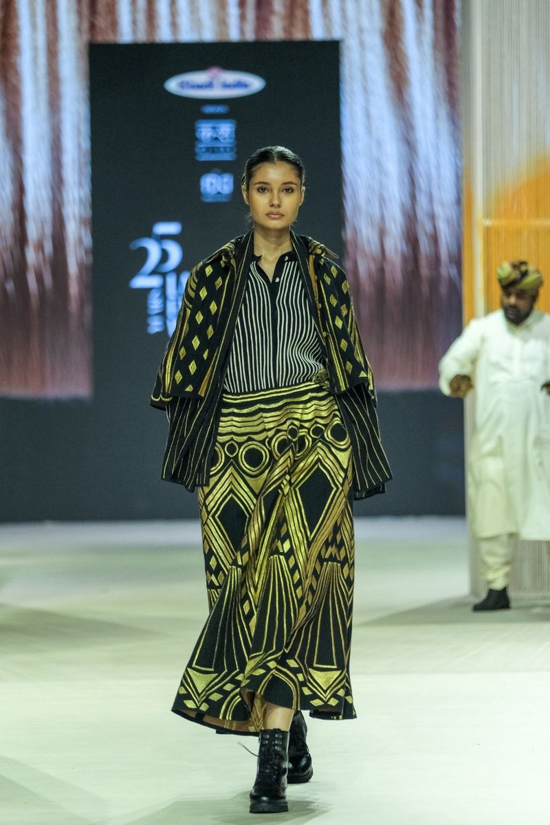 Sunhera Skirt cotton by Ka-Sha in gold color for women in Singapore