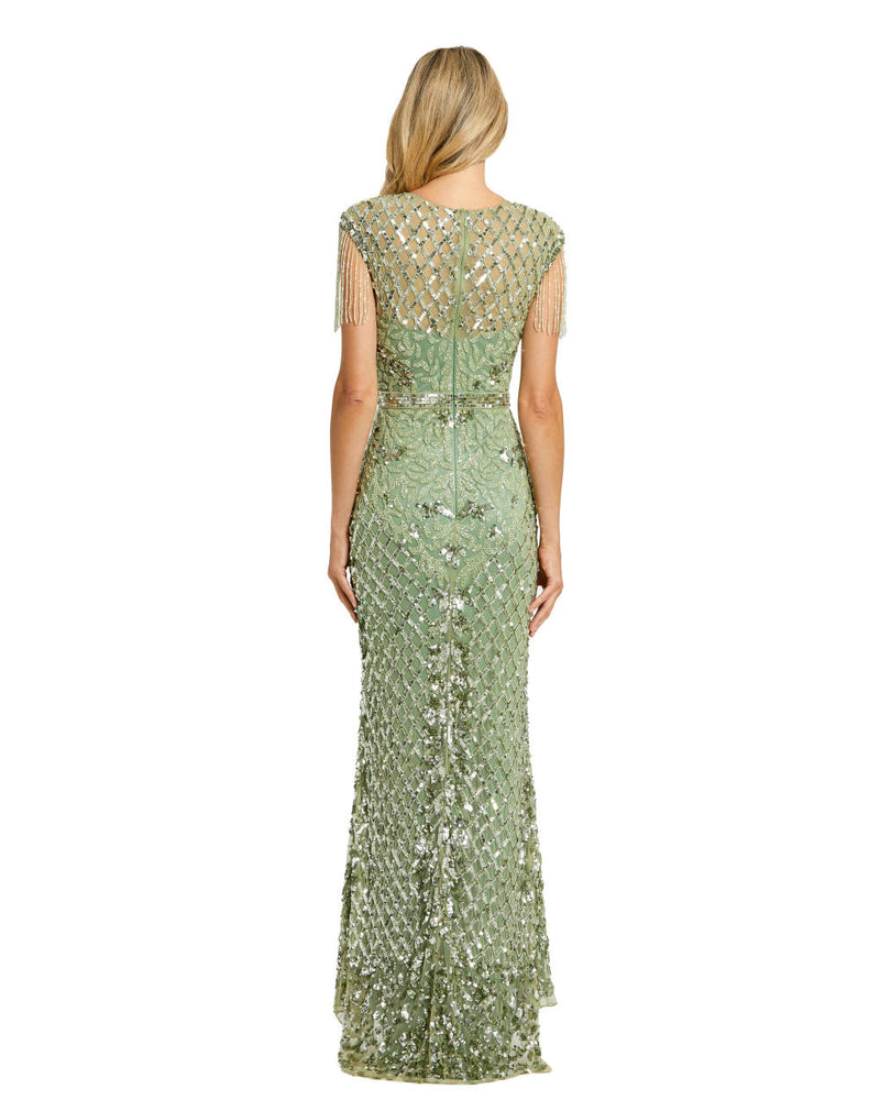 MD-4908 Straight Gown-Green by Mac Duggal in green color for women in Singapore