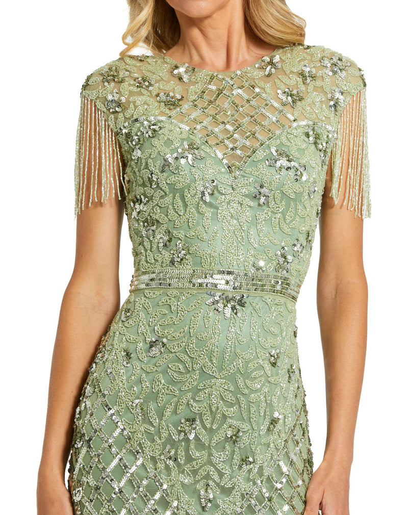 MD-4908 Straight Gown-Green by Mac Duggal in green color for women in Singapore