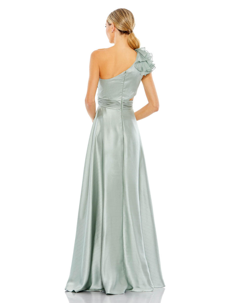 MD-49523 One Shoulder Asymmetric Dress-Grey by Mac Duggal in grey color for women in Singapore