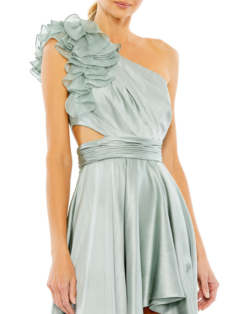 MD-49523 One Shoulder Asymmetric Dress-Grey by Mac Duggal in grey color for women in Singapore