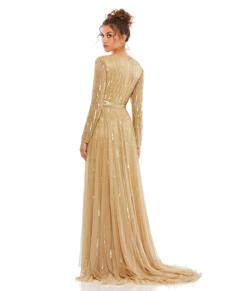MD-4977 Long Gown-Gold by Mac Duggal in gold color for women in Singapore
