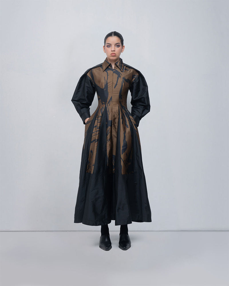 Vera Dress viscose by Leh Studios in olive, black for women in Singapore