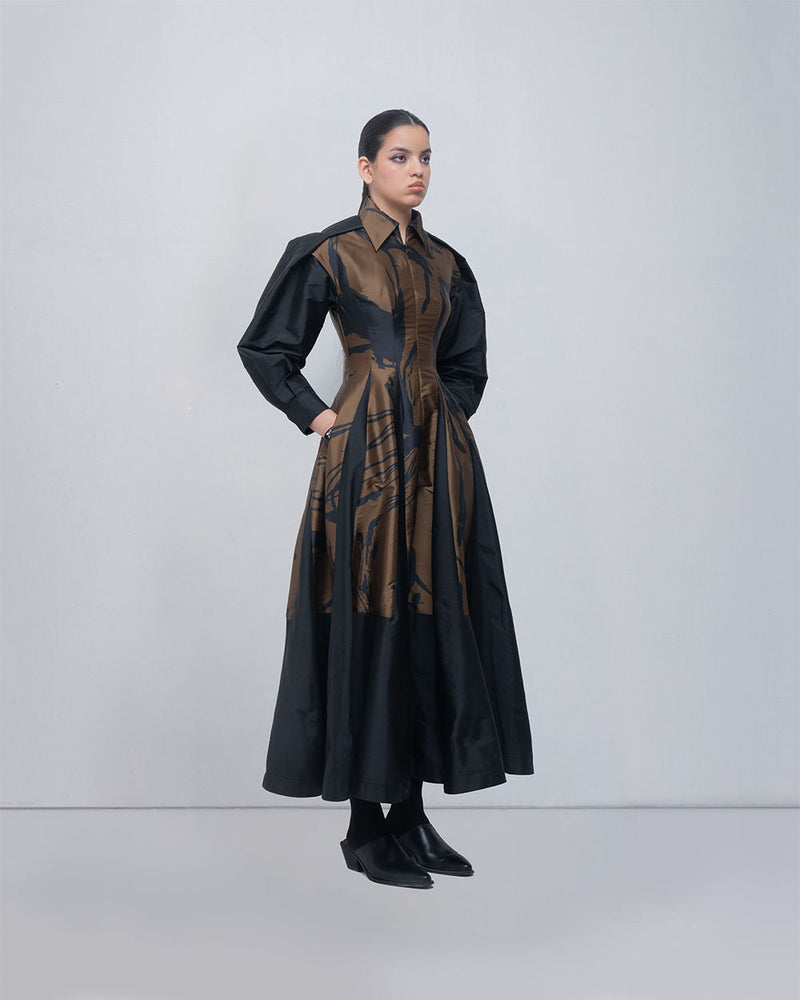 Vera Dress viscose by Leh Studios in olive, black for women in Singapore