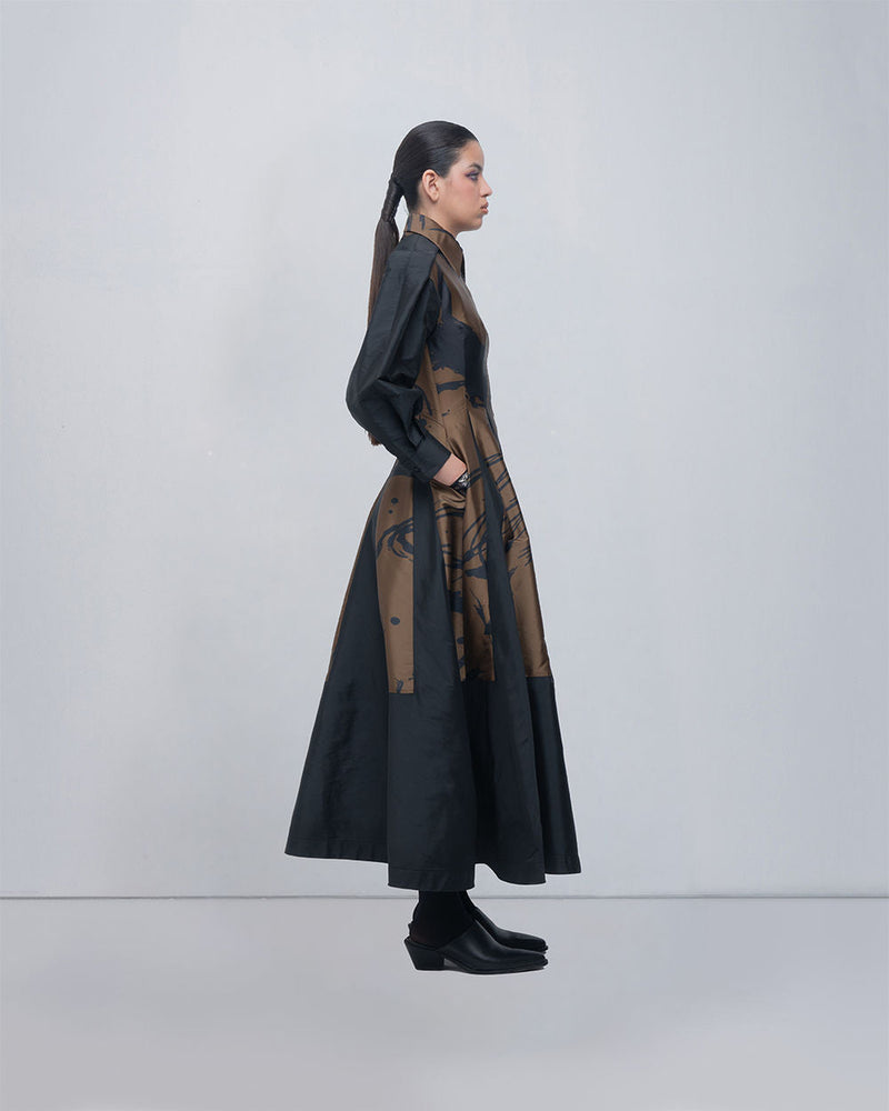 Vera Dress viscose by Leh Studios in olive, black for women in Singapore