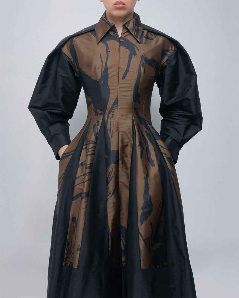 Vera Dress viscose by Leh Studios in olive, black for women in Singapore
