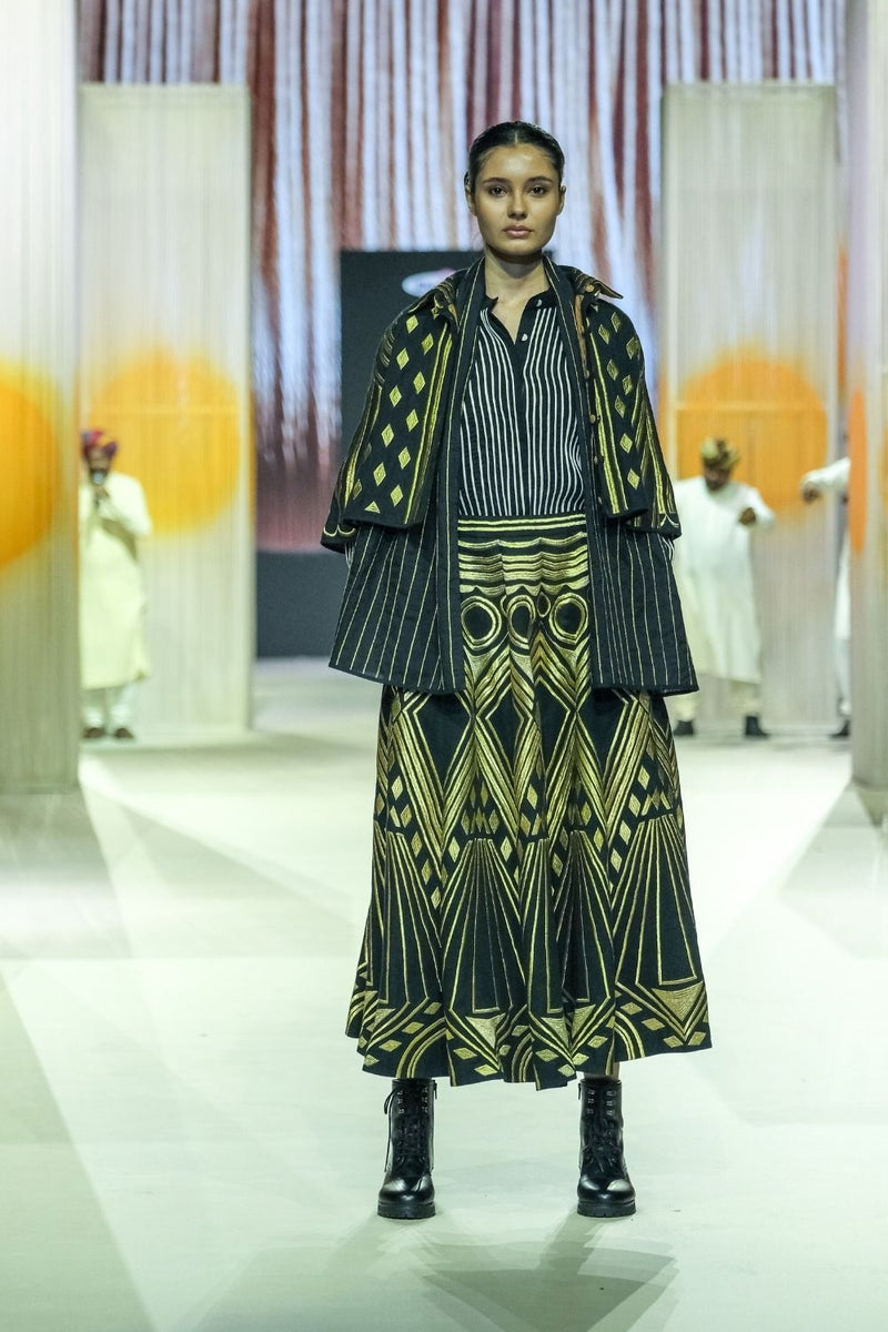 Sunhera Skirt cotton by Ka-Sha in gold color for women in Singapore