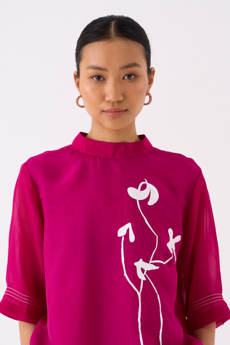 POPPY TOP-FUSCHIA organza by THREE for women in Singapore