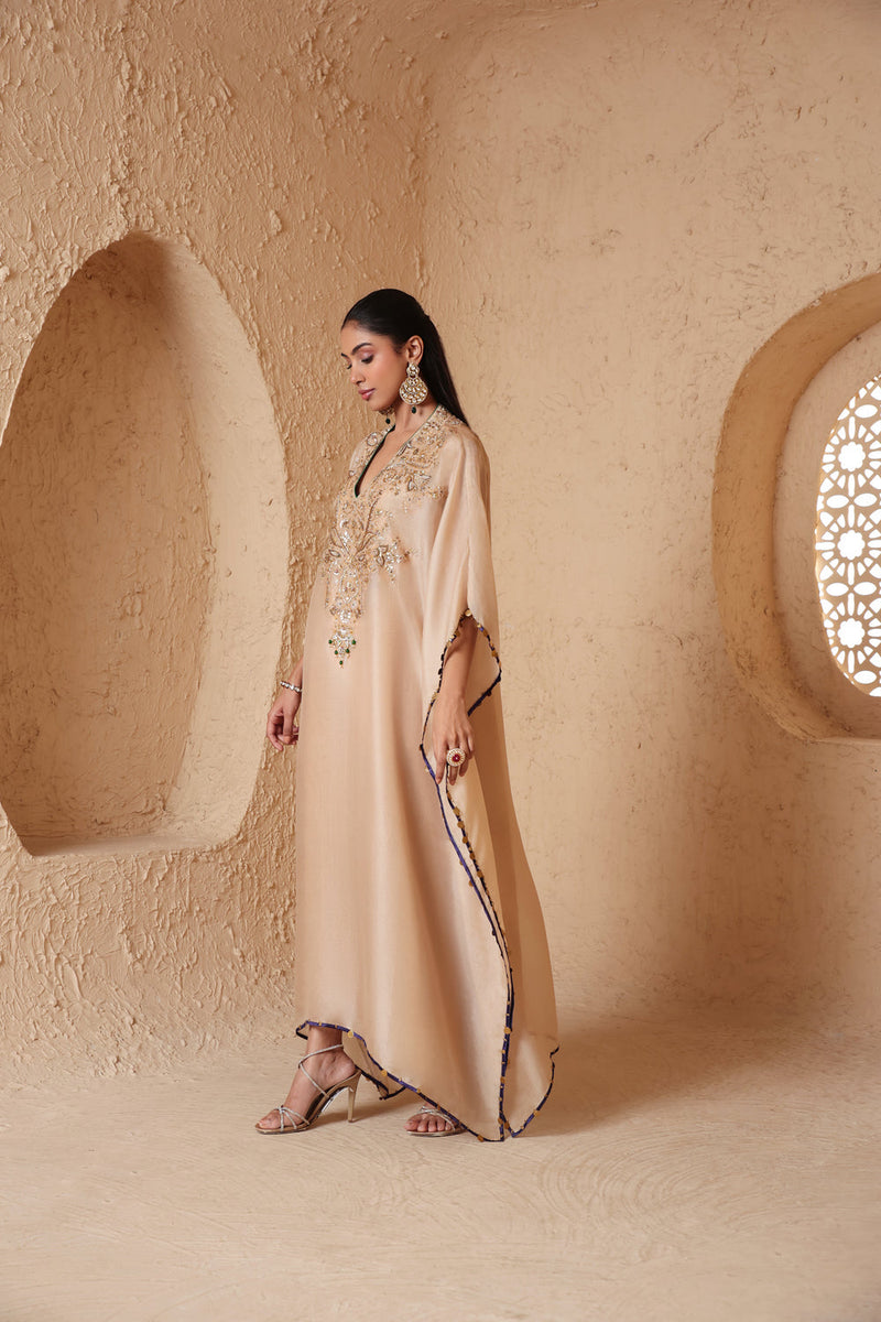 Zar-Rang Ivory Heavy Kaftan Set organza kurta/kurta set by Niti Bothra in ivory for women in Singapore