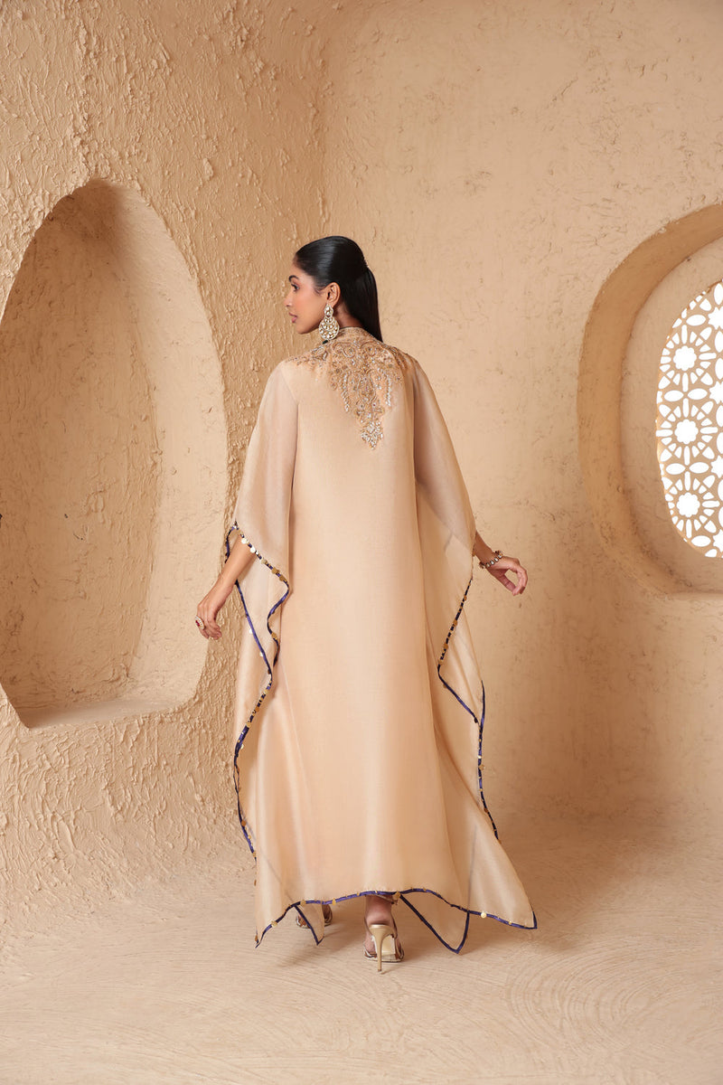 Zar-Rang Ivory Heavy Kaftan Set organza kurta/kurta set by Niti Bothra in ivory for women in Singapore
