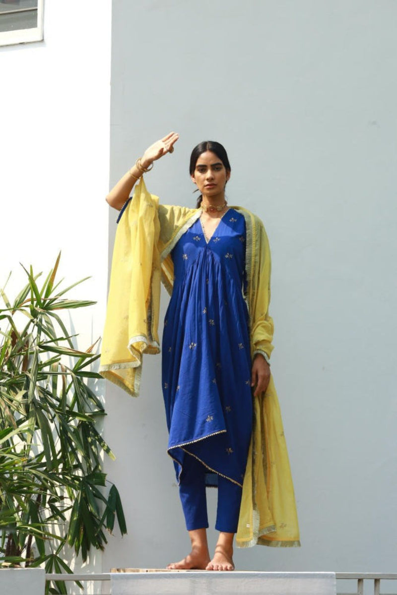 Sunehri Dupatta Dupattas by Khara Kapas in yellow for women in Singapore