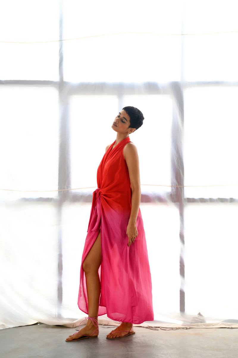 SOLANA OMBRE KNOTTED DRESS silk Buy SOLANA OMBRE KNOTTED DRESS from C&W | Dresses for Women by Ituvana for women in Singapore