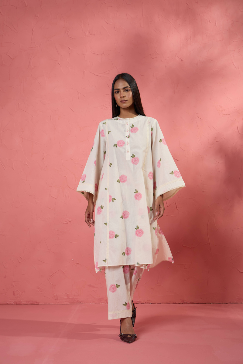 Gul Rose Set 1 cotton cambric light kurta set by AAVIDI in multicolor for women in Singapore